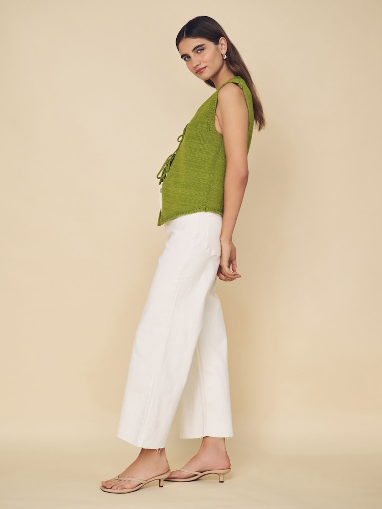 Mango Cream Catherin Culotte High Waist Jeans - Image 3 of 7