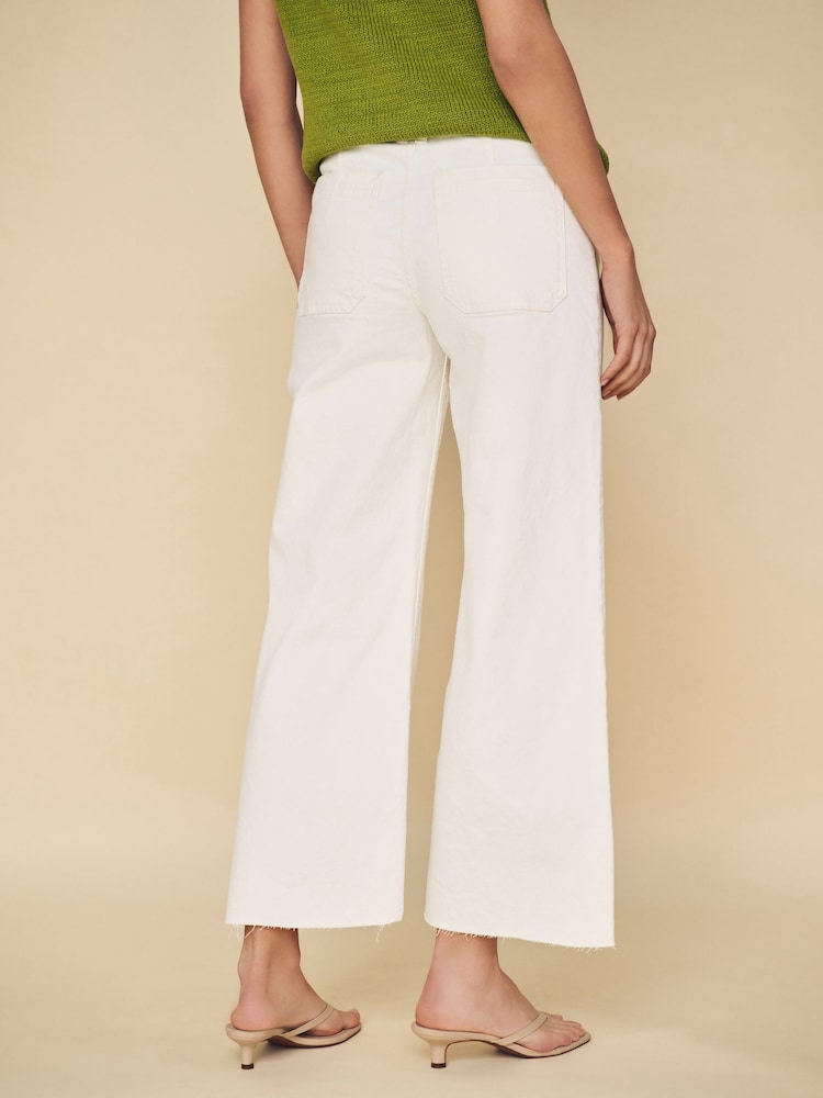 Mango Cream Catherin Culotte High Waist Jeans - Image 4 of 7
