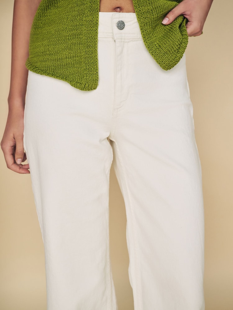 Mango Cream Catherin Culotte High Waist Jeans - Image 5 of 7
