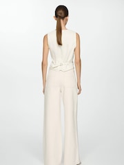 Mango Cream 100% Cotton Wide Leg Jeans With Pockets - Image 2 of 7