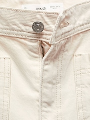 Mango Cream 100% Cotton Wide Leg Jeans With Pockets - Image 7 of 7