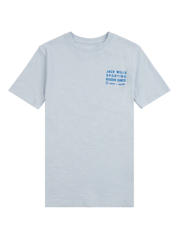 Jack Wills Blue Boys Distort Slub 100% Cotton T-Shirt - Image 1 of 4