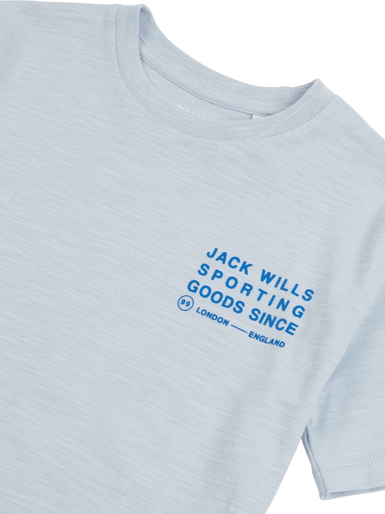 Jack Wills Blue Boys Distort Slub 100% Cotton T-Shirt - Image 3 of 4
