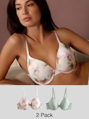 Print/Plain 2 Pack Light Pad Full Cup Smoothing Ultimate Comfort T-Shirt Bra A-E - Image 1 of 14