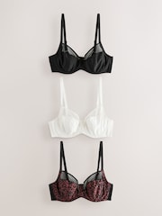 Print/Plain DD+ Non Pad Full Cup Bras 3 Pack with Side Support - Image 7 of 12