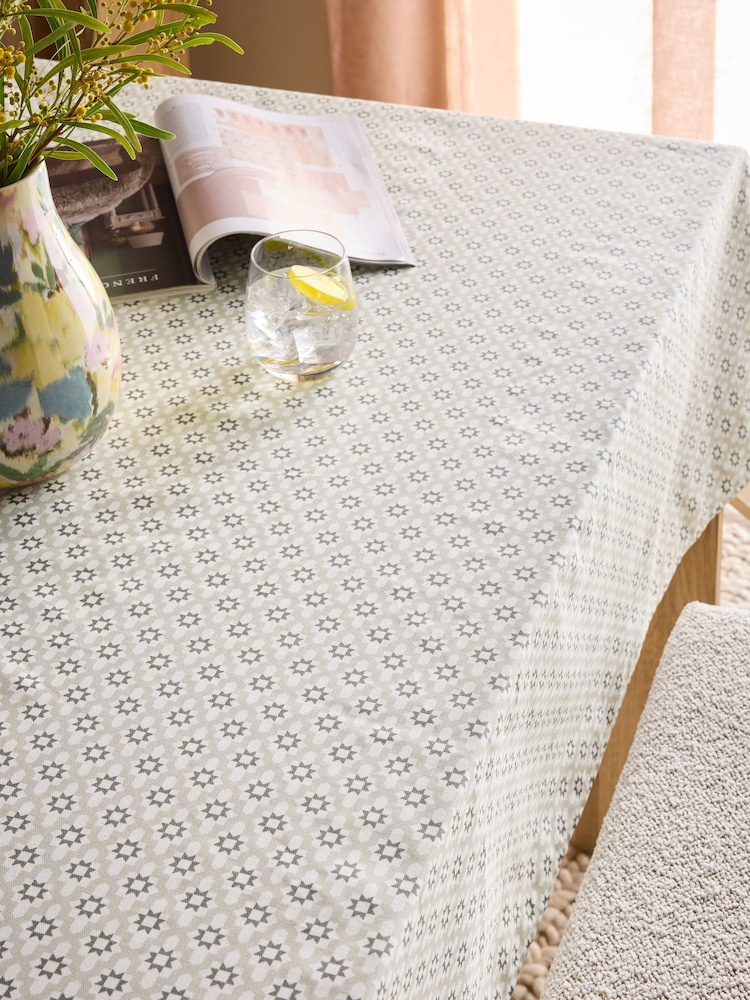 Natural Micro Tile Wipe Clean Tablecloth - Image 1 of 3