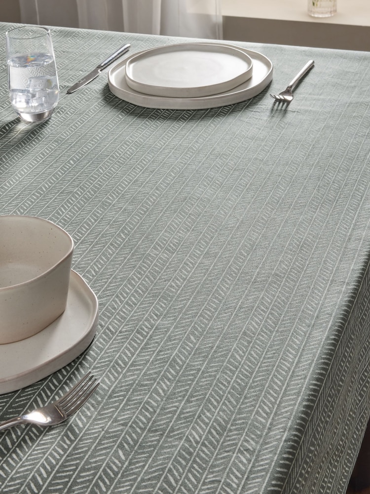 Charcoal Grey Chevron Wipe Clean Tablecloth - Image 1 of 3