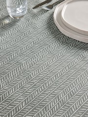Charcoal Grey Chevron Wipe Clean Tablecloth - Image 2 of 3