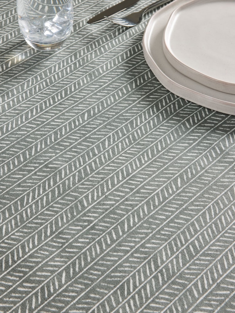 Charcoal Grey Chevron Wipe Clean Tablecloth - Image 2 of 3