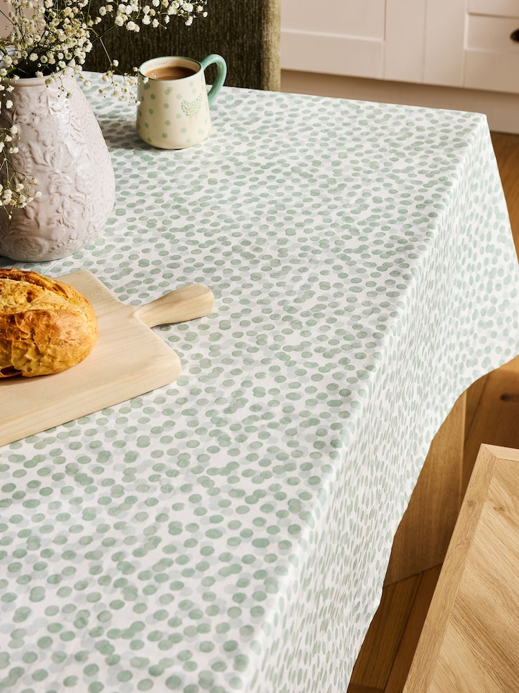 Sage Green Spot Wipe Clean Tablecloth - Image 1 of 3