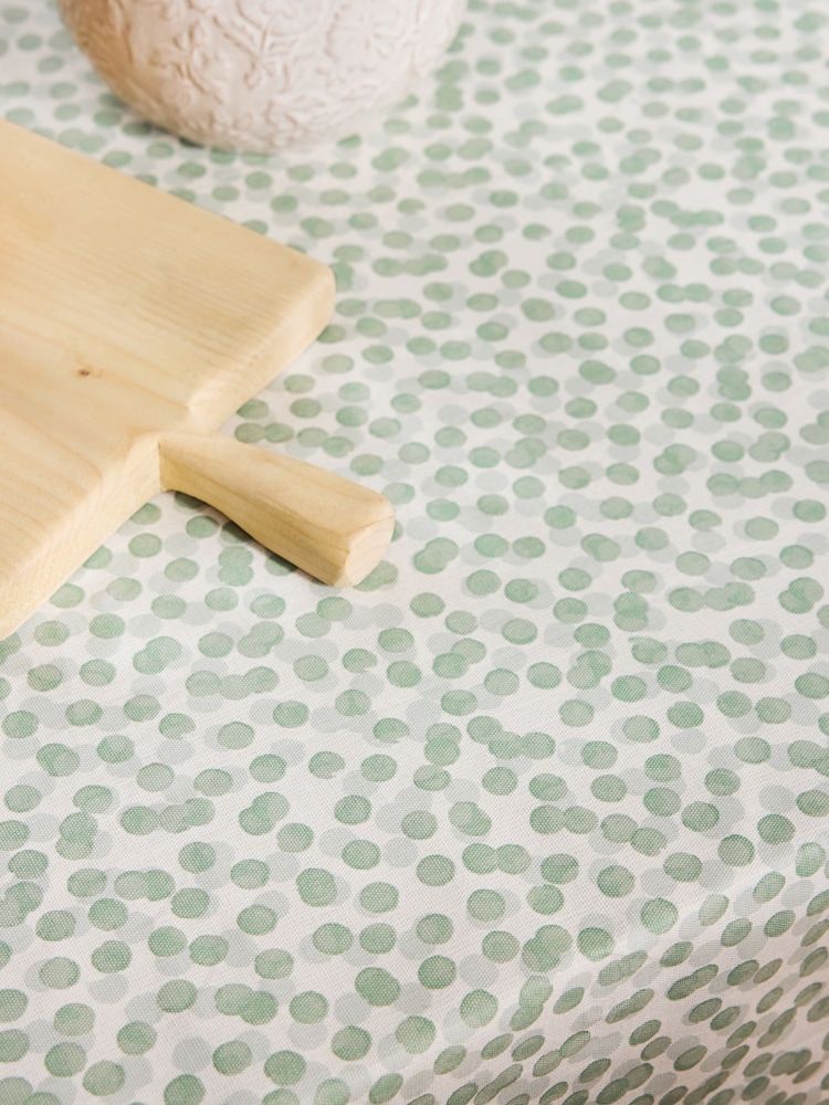 Sage Green Spot Wipe Clean Tablecloth - Image 2 of 3