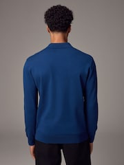 Blue Cobalt Regular Fit Knitted Long Sleeve Polo Shirt - Image 2 of 9