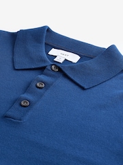 Blue Cobalt Regular Fit Knitted Long Sleeve Polo Shirt - Image 8 of 9