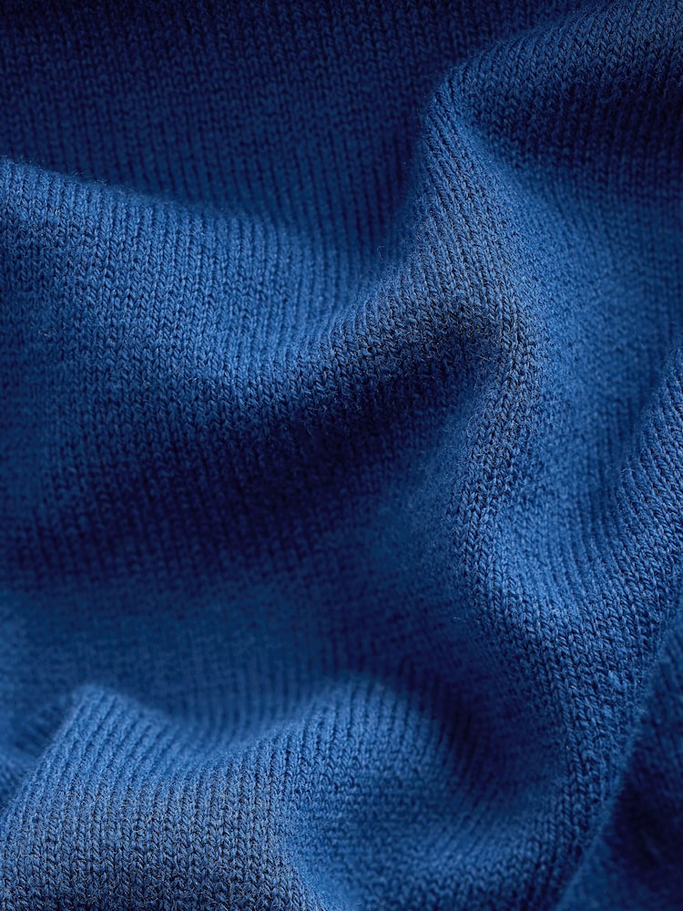 Blue Cobalt Regular Fit Knitted Long Sleeve Polo Shirt - Image 9 of 9