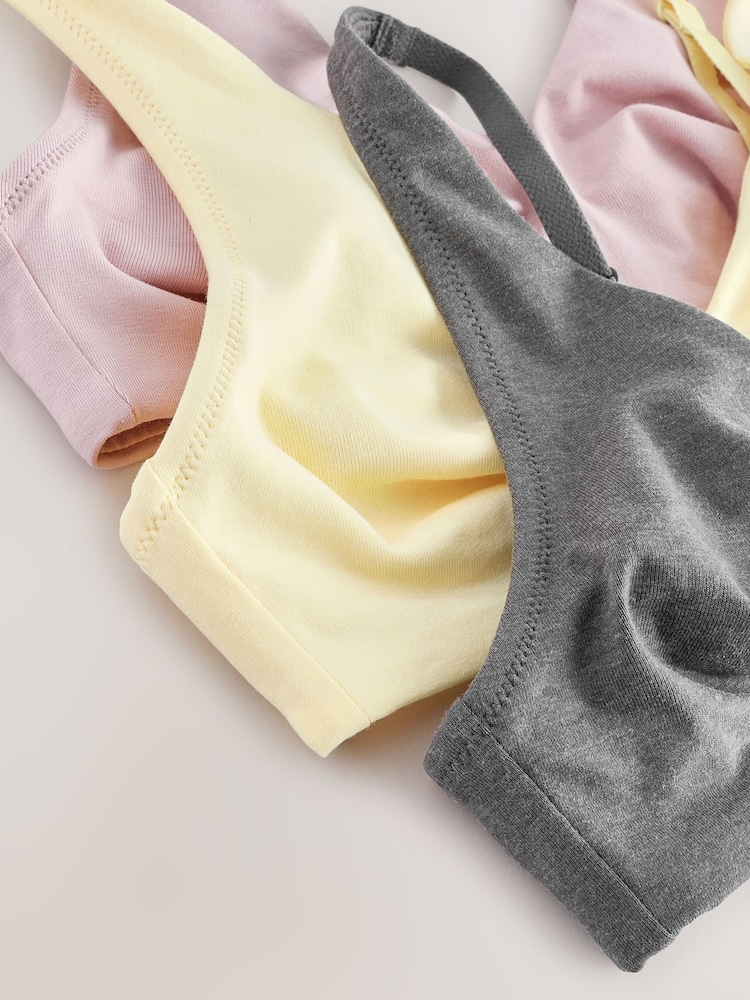 Yellow/Grey Non Pad Non Wire Cotton Blend Ultimate Comfort Bras 3 Pack - Image 11 of 12