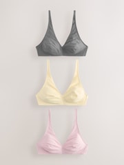 Yellow/Grey Non Pad Non Wire Cotton Blend Ultimate Comfort Bras 3 Pack - Image 7 of 12