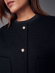 Black Textured Boucle Jacket With Wool - Image 4 of 6