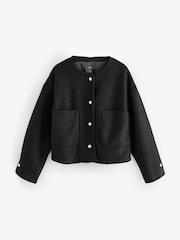 Black Textured Boucle Jacket With Wool - Image 5 of 6