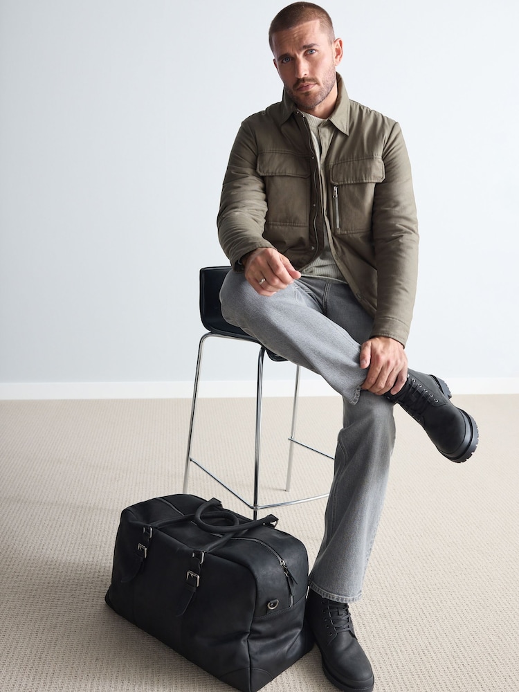 Zwart - Signature Oily Leather Holdall Bag - Image 3 of 8