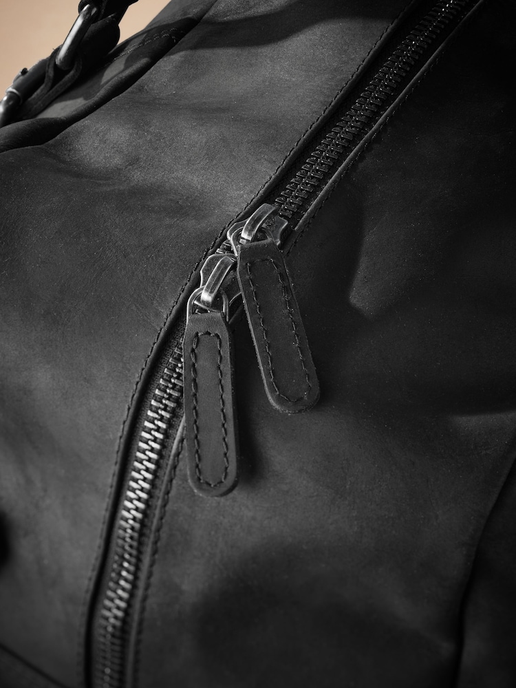 Zwart - Signature Oily Leather Holdall Bag - Image 5 of 8