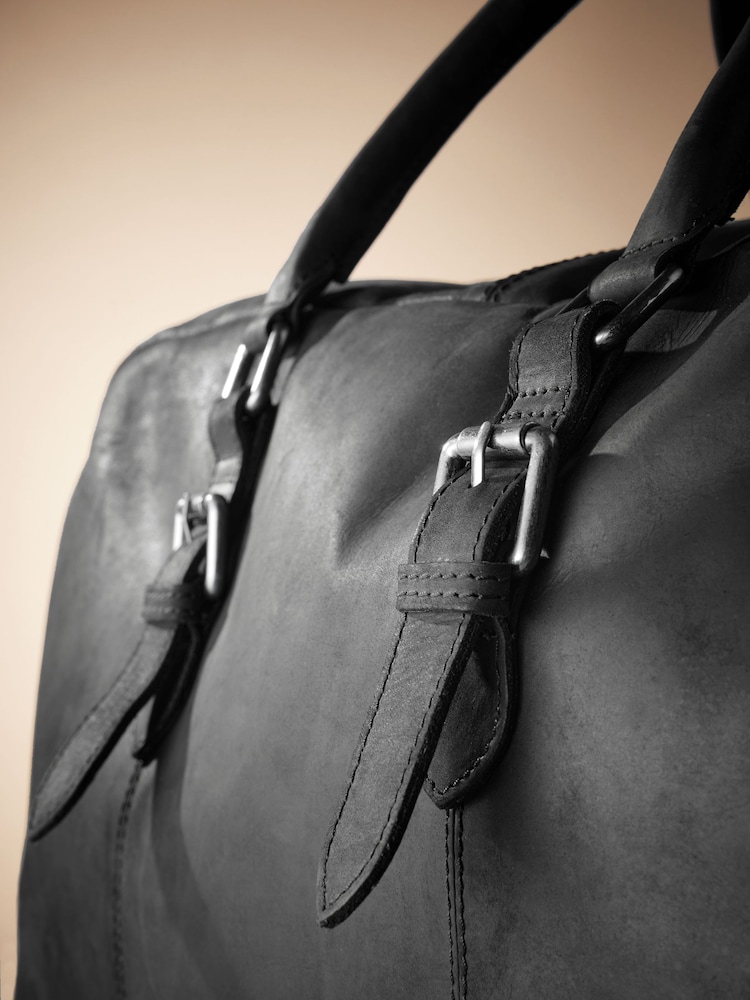 Zwart - Signature Oily Leather Holdall Bag - Image 7 of 8