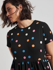 Simply Be Black Spot Print Supersoft Pocket Midi Dress - Image 4 of 4