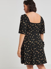 Simply Be Black Supersoft Knot Front Skater Dress - Image 2 of 4