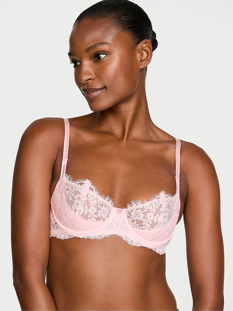 Victoria's Secret Angel Pink Unlined Balcony Lace Bra - Image 1 of 2 Victoria's Secret Angel Pink Unlined Balcony Lace Bra - Image 1 of 2