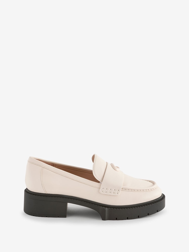 COACH White Leah Suede Leather Loafers - Image 1 of 7
