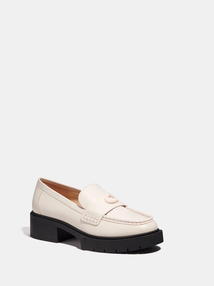 COACH White Leah Suede Leather Loafers - Image 2 of 7
