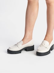 COACH White Leah Suede Leather Loafers - Image 7 of 7