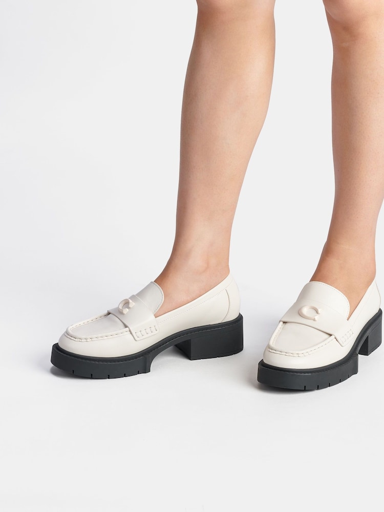 COACH White Leah Suede Leather Loafers - Image 7 of 7