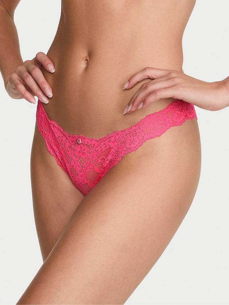 Victoria's Secret Bombshell Pink Brazilian Lace Knickers - Image 1 of 2