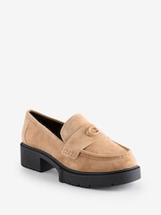 COACH Brown Leah Suede Leather Loafers - Image 2 of 6