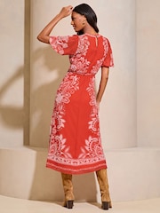 Lipsy Wadenlanges Chiffonkleid mit floralem Print und Flatterärmeln - Bild 2 von 4