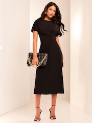 Lipsy Black Cross Front Underbust Jersey Midi Dress - Image 1 of 4