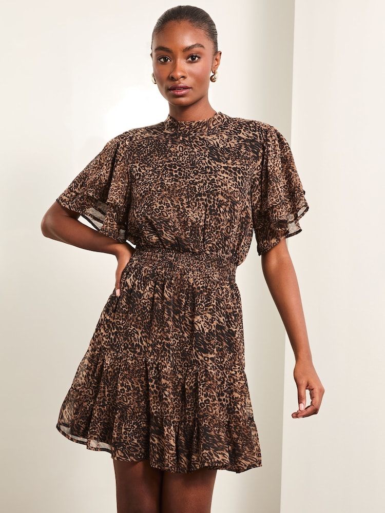 Lipsy Animal Printed Short Sleeve Mini Dress - Imagen 2 de 4