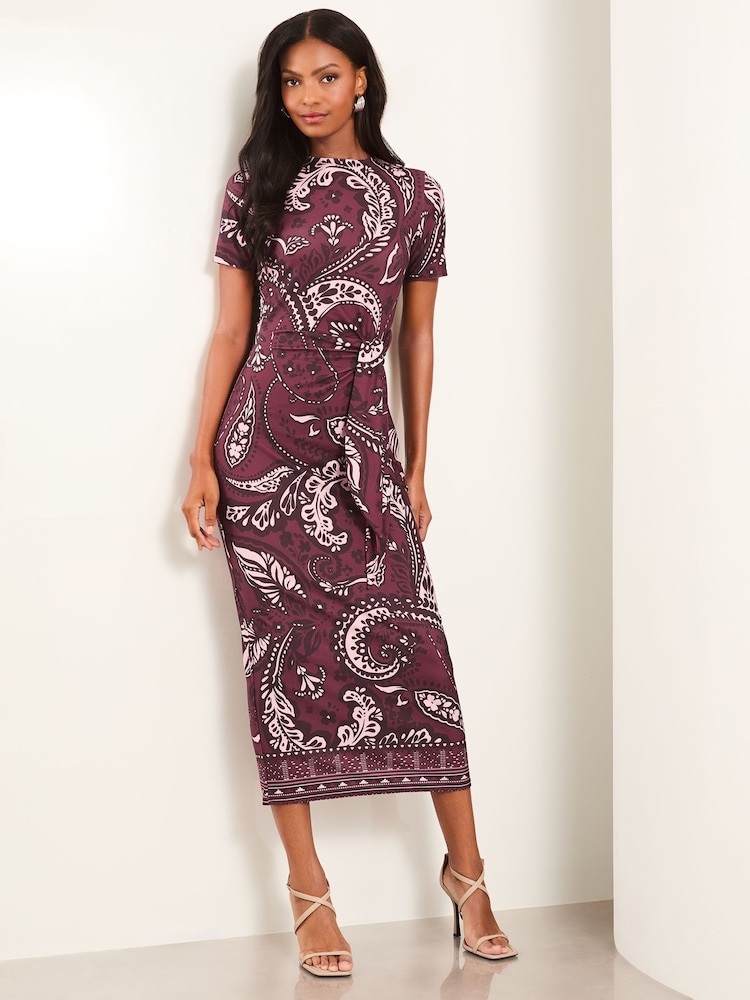 Lila - Lipsy, kurzärmeliges Maxikleid mit Bindeband an der Seite - Bild 1 von 4 Lila - Lipsy, kurzärmeliges Maxikleid mit Bindeband an der Seite - Bild 1 von 4