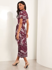 Lila - Lipsy, kurzärmeliges Maxikleid mit Bindeband an der Seite - Bild 4 von 4