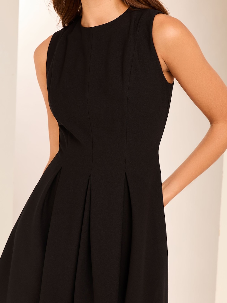 Lipsy Black Sleeveless Pleated Skater Mini Dress - Image 2 of 4