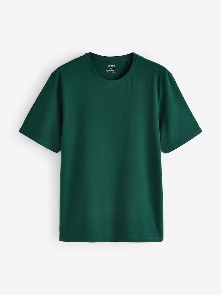 Vert bouteille - Ajustement régulier - T-shirt Essential Col rond en coton - Image 5 of 7
