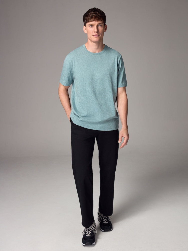 Sage Green Marl Regular Fit Essential Crew Neck Cotton T-Shirt - Image 2 of 7 Sage Green Marl Regular Fit Essential Crew Neck Cotton T-Shirt - Image 2 of 7
