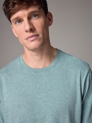 Sage Green Marl Regular Fit Essential Crew Neck Cotton T-Shirt - Image 4 of 7