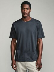 Blue Smokey Regular Fit Essential Crew Neck Cotton T-Shirt - Image 1 of 7