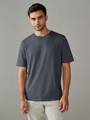 Grey Slate Regular Fit Essential Crew Neck Cotton T-Shirt - Image 1 of 7