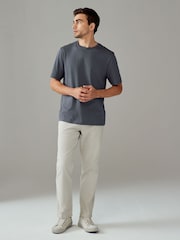 Grey Slate Regular Fit Essential Crew Neck Cotton T-Shirt - Image 2 of 7