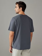 Grey Slate Regular Fit Essential Crew Neck Cotton T-Shirt - Image 3 of 7