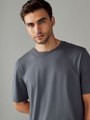 Grey Slate Regular Fit Essential Crew Neck Cotton T-Shirt - Image 4 of 7