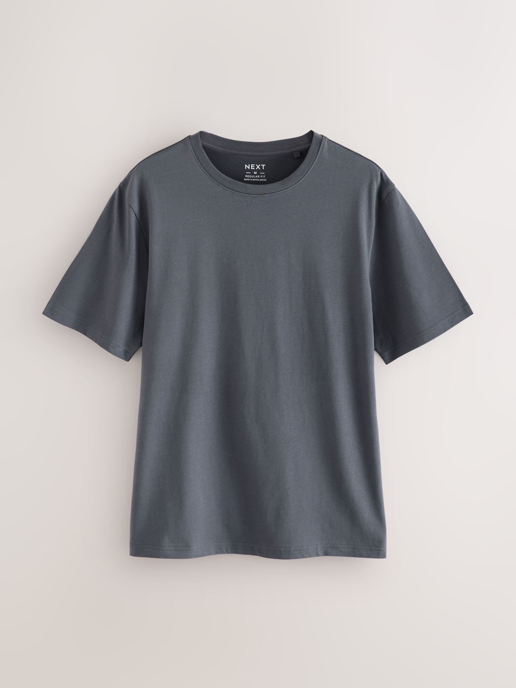 Buy Grey Slate Regular Fit Essential Crew Neck Cotton T-Shirt from