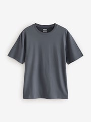 Grey Slate Regular Fit Essential Crew Neck Cotton T-Shirt - Image 5 of 7